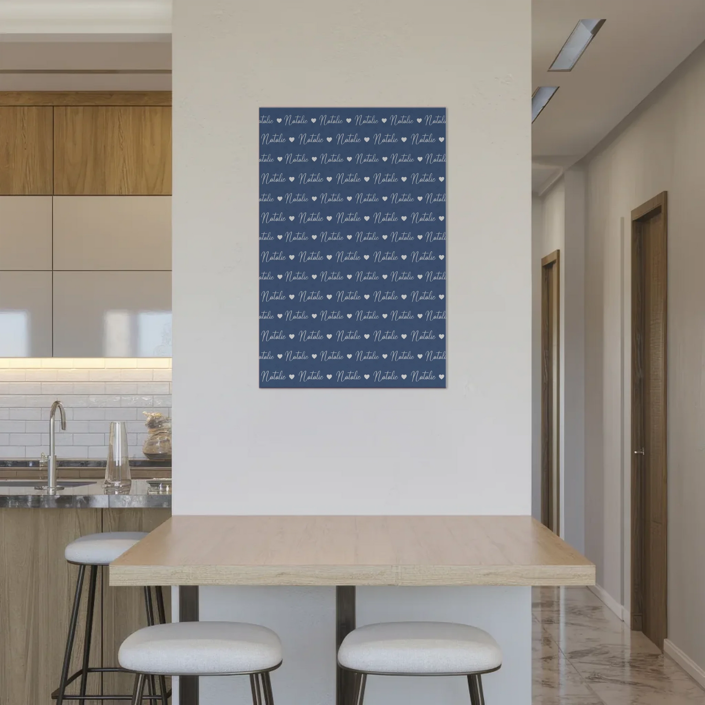 Personalisiertes Fotoboard mit Namen Kinder Fotoboard Magnet Wandbild Fernblau