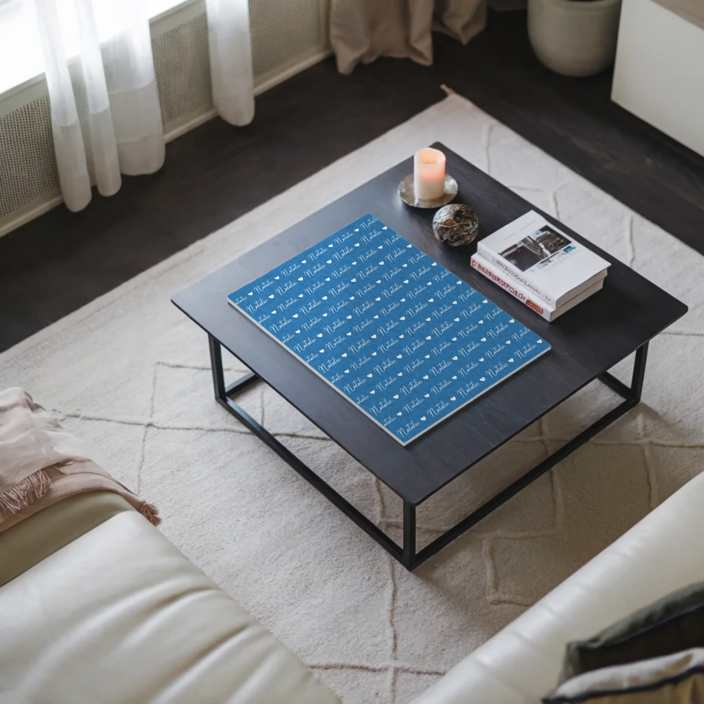 Fotoboard mit Namen Kinder Fotoboard Magnet Wandbild Lichtblau