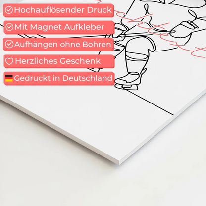 Lineart Fotoboard Magnet Wandbild Eishockey Geschenk Tochter & Schwester