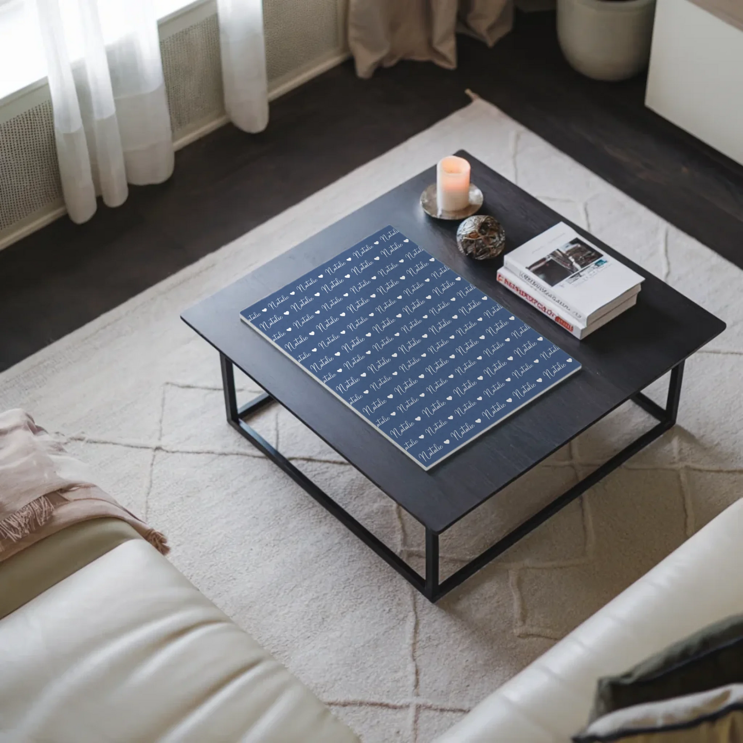 Personalisiertes Fotoboard mit Namen Kinder Fotoboard Magnet Wandbild Fernblau