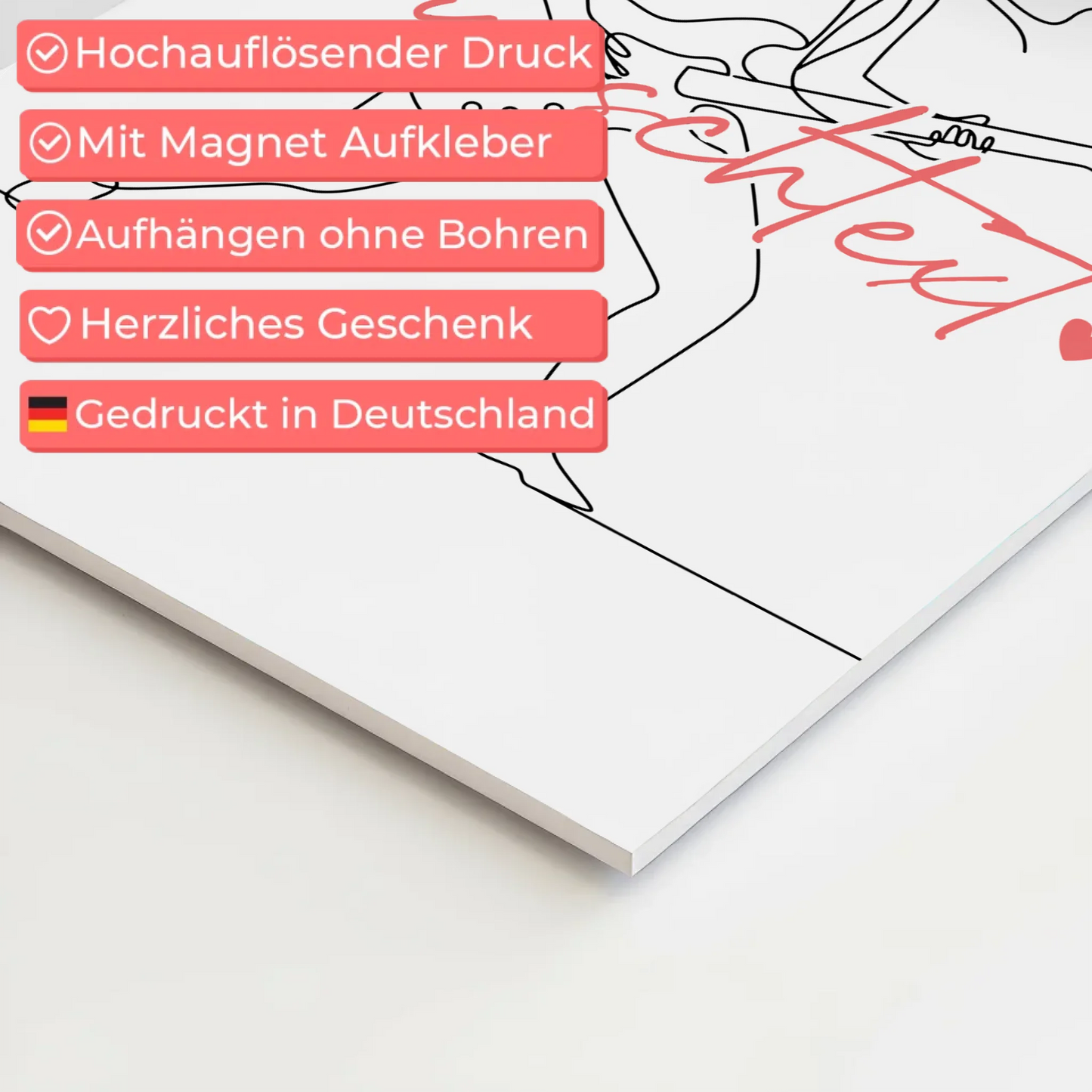 Lineart Fotoboard Magnetisch Personalisiert E-Gitarre Geschenk Tochter & Schwester