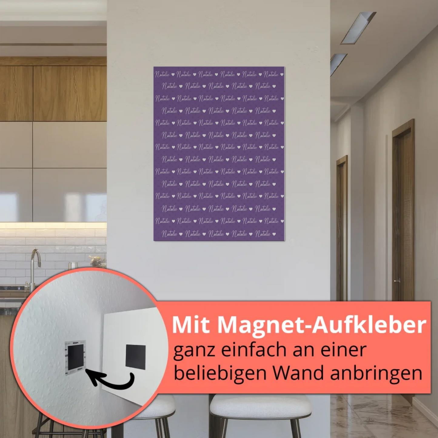 Kinder Fotoboard mit Namen Fotoboard Magnet Wandbild Blaulila