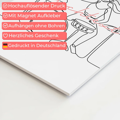 Personalisiertes Fotoboard Magnetisch Lineart Drummer Geschenk Tochter & Schwester
