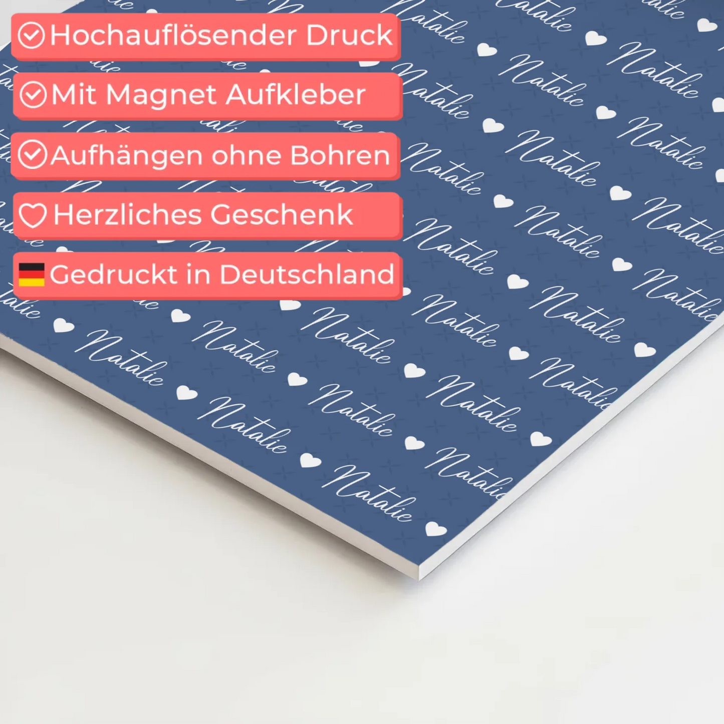 Personalisiertes Fotoboard mit Namen Kinder Fotoboard Magnet Wandbild Fernblau