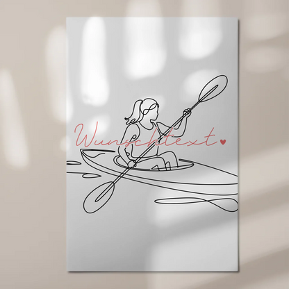 Lineart Fotoboard Magnet Wandbild Kajakfahren Geschenk Tochter & Schwester