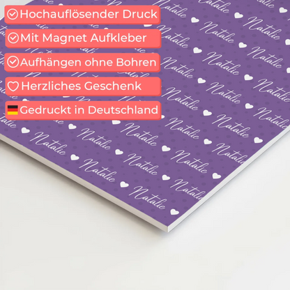 Kinder Fotoboard mit Namen Fotoboard Magnet Wandbild Blaulila