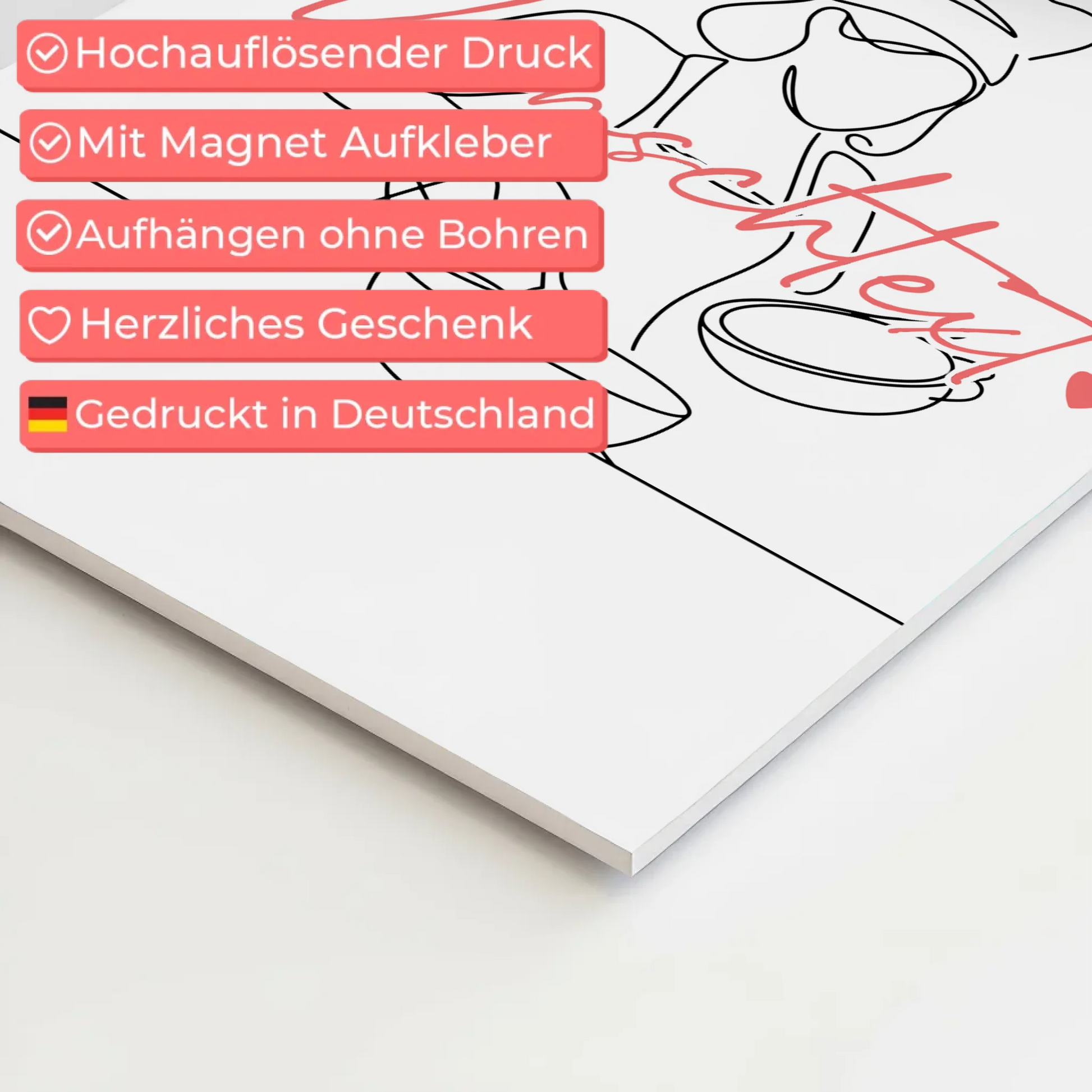 Personalisiertes Fotoboard Magnetisch Lineart Kochen Geschenk Tochter & Schwester 4