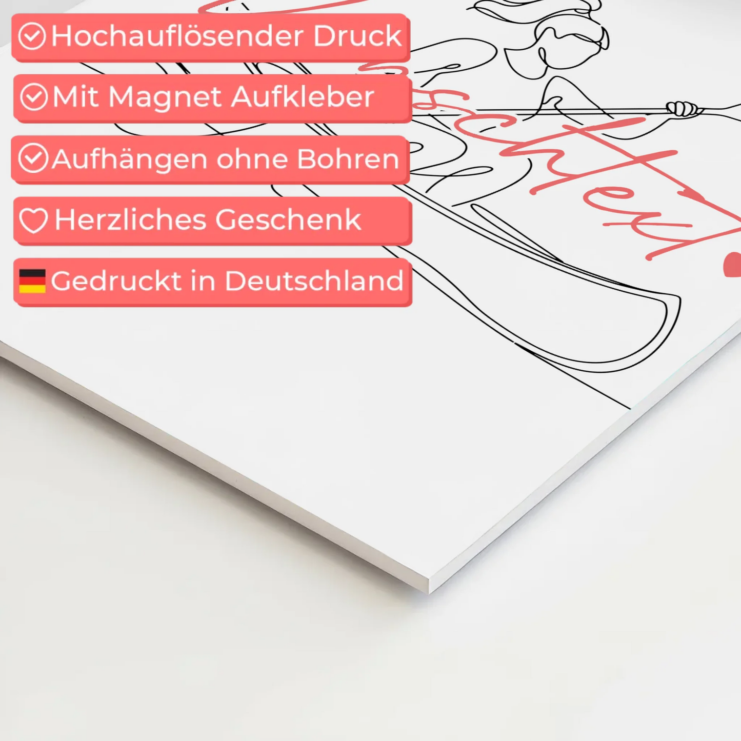 Personalisiertes Fotoboard Magnetisch Lineart Kanu Geschenk Tochter & Schwester 4