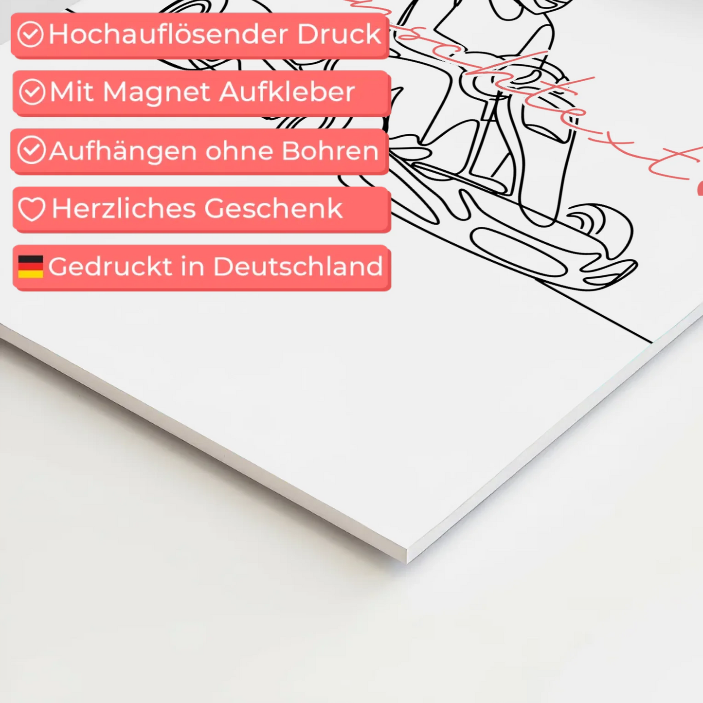 Lineart Fotoboard Magnetisch Personalisiert Kartrennen Geschenk Tochter & Schwester 10