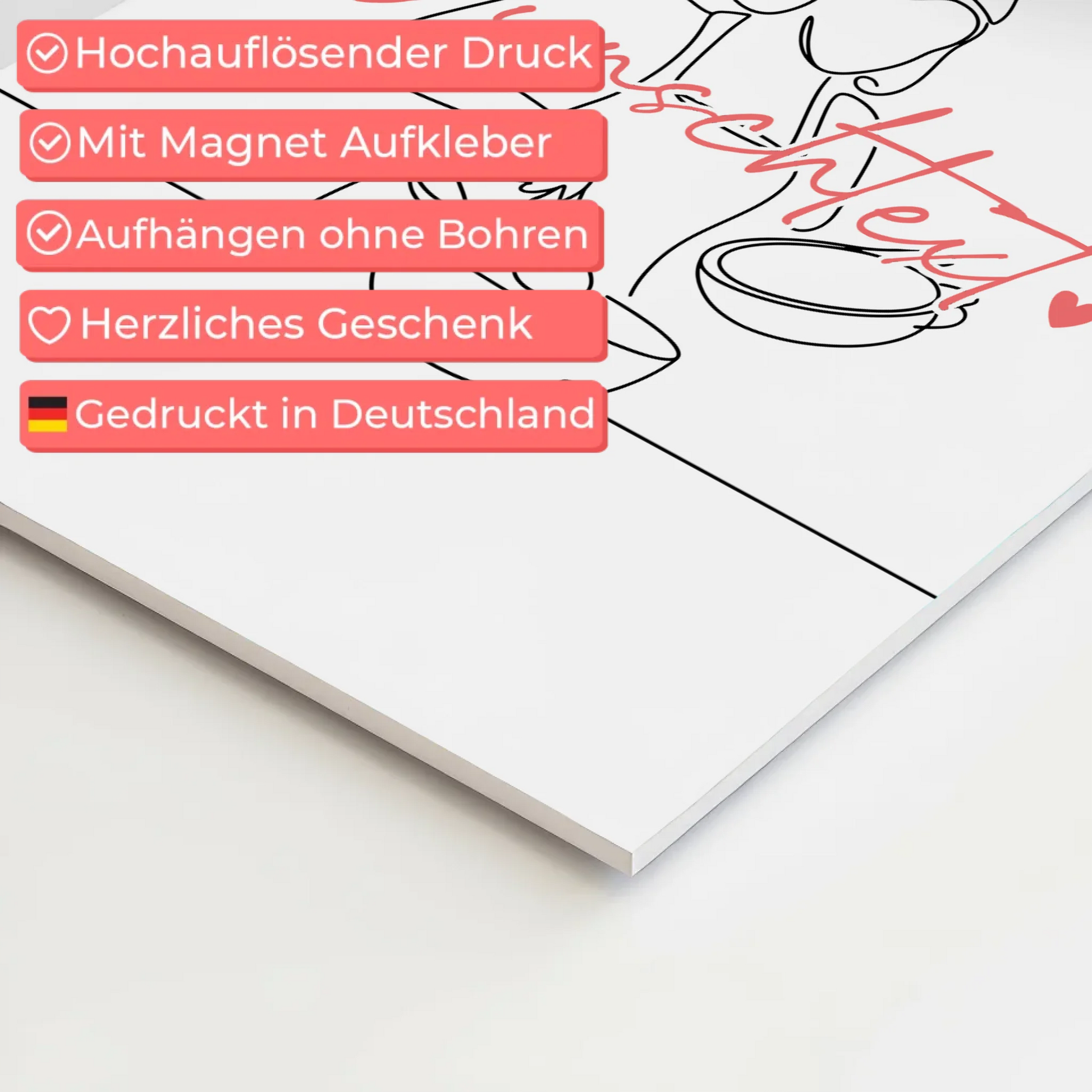 Personalisiertes Fotoboard Magnetisch Lineart Kochen Geschenk Tochter & Schwester 10