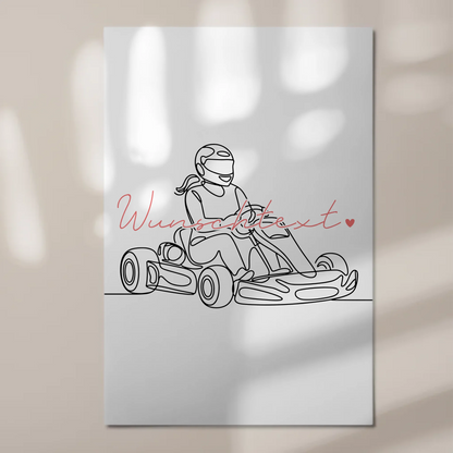 Lineart Fotoboard Magnetisch Personalisiert Kartrennen Geschenk Tochter & Schwester