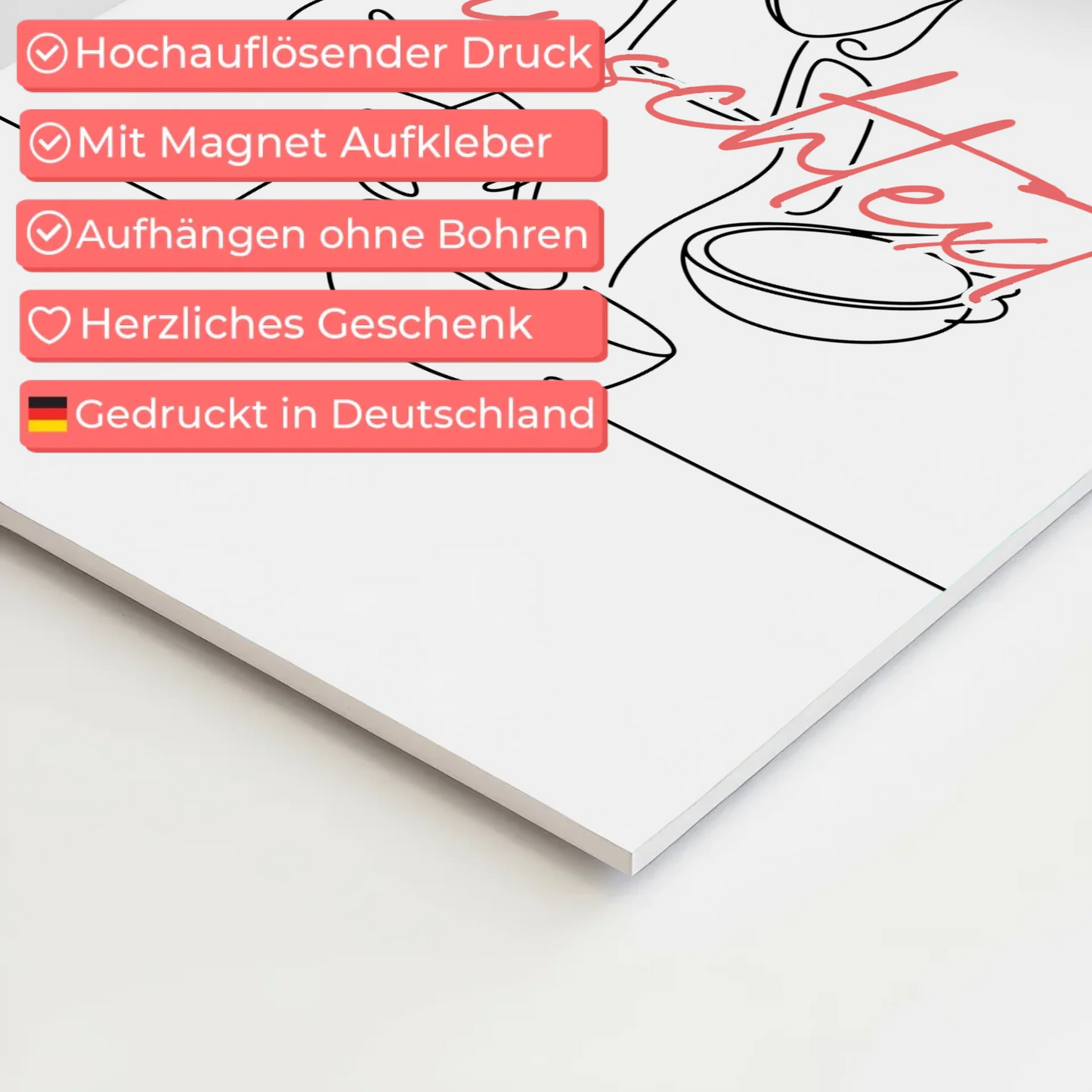Personalisiertes Fotoboard Magnetisch Lineart Kochen Geschenk Tochter & Schwester