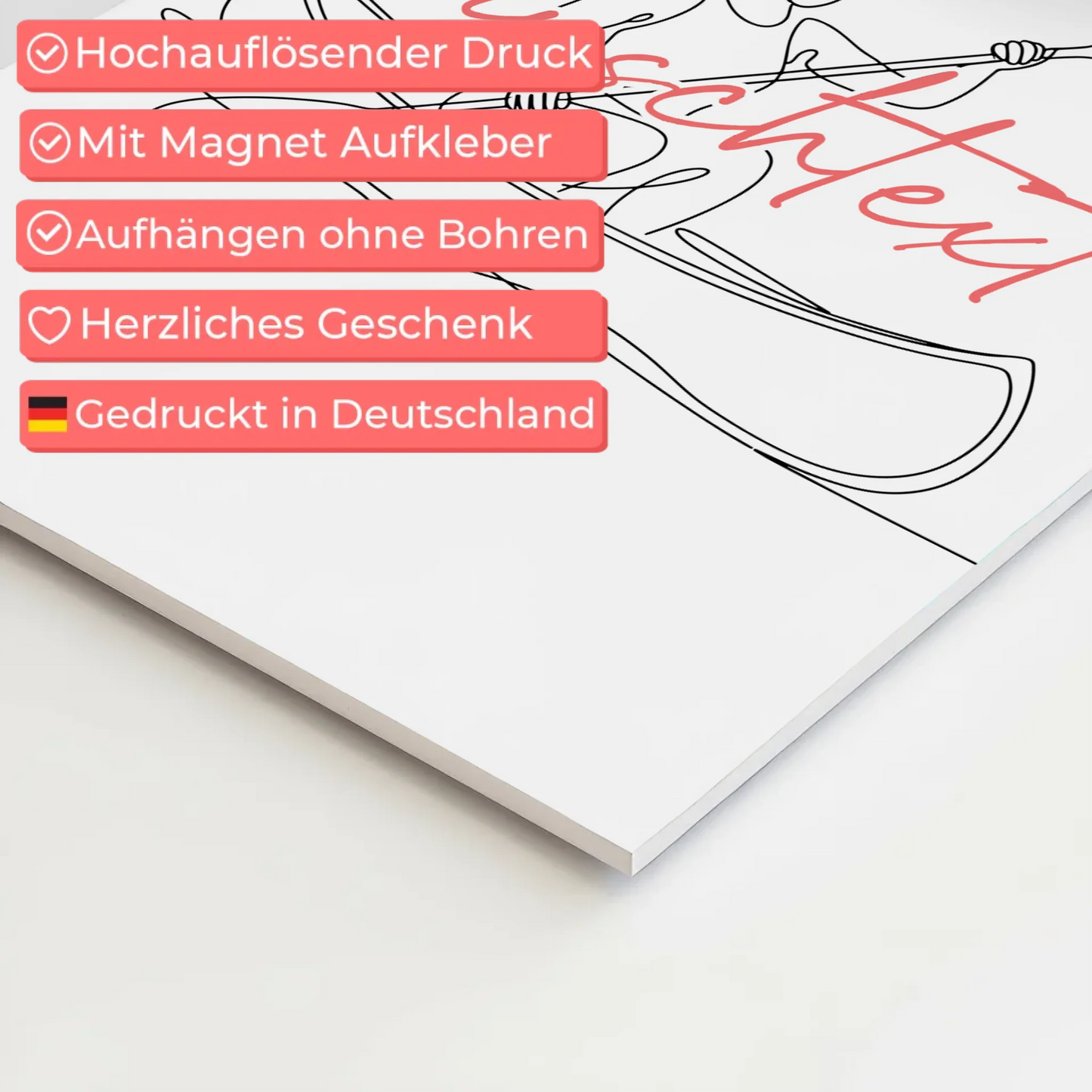 Personalisiertes Fotoboard Magnetisch Lineart Kanu Geschenk Tochter & Schwester