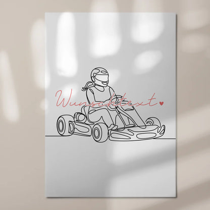 Lineart Fotoboard Magnetisch Personalisiert Kartrennen Geschenk Tochter & Schwester