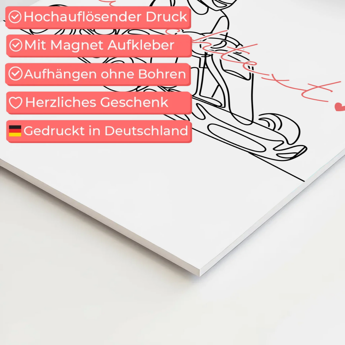 Lineart Fotoboard Magnetisch Personalisiert Kartrennen Geschenk Tochter & Schwester