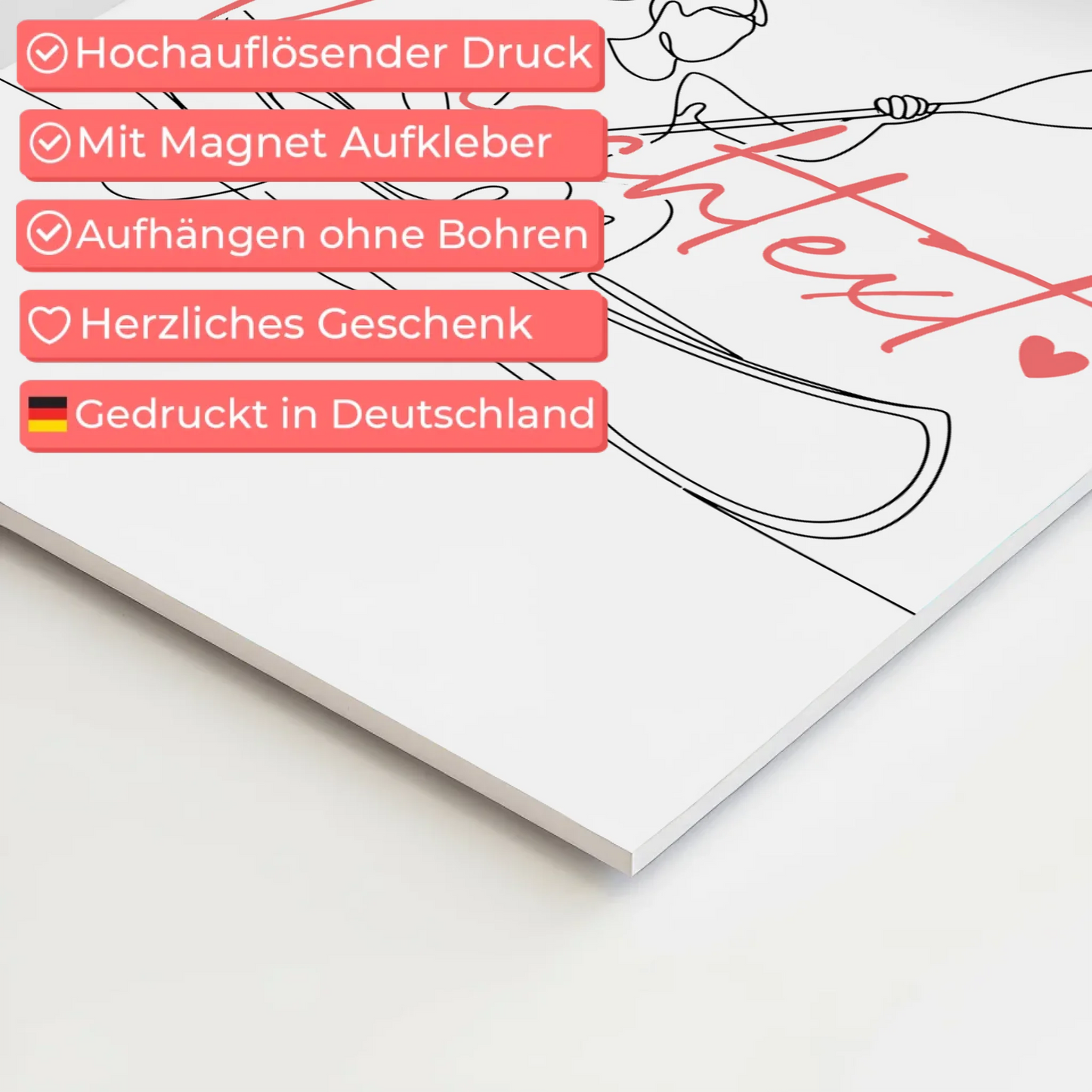 Personalisiertes Fotoboard Magnetisch Lineart Kanu Geschenk Tochter & Schwester