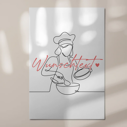 Personalisiertes Fotoboard Magnetisch Lineart Kochen Geschenk Tochter & Schwester