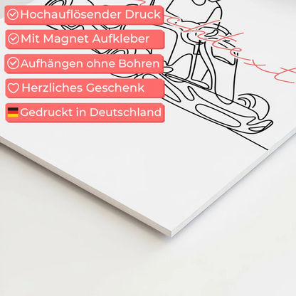 Lineart Fotoboard Magnetisch Personalisiert Kartrennen Geschenk Tochter & Schwester