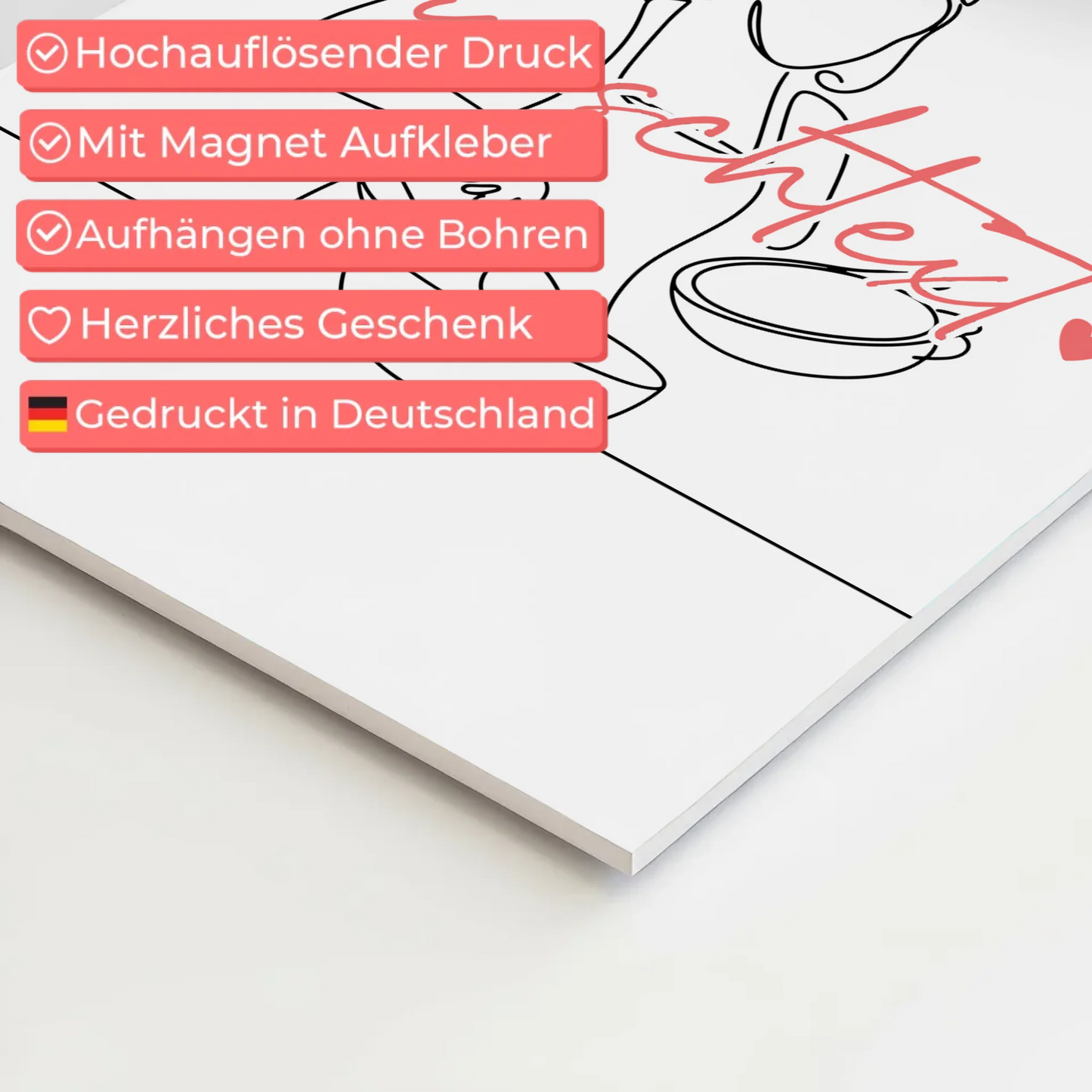 Personalisiertes Fotoboard Magnetisch Lineart Kochen Geschenk Tochter & Schwester