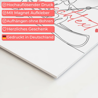 Personalisiertes Fotoboard Magnetisch Lineart Kanu Geschenk Tochter & Schwester