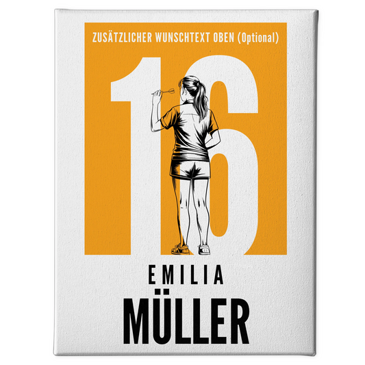 Leinwand Personalisiert Dart Dartspielerin Geschenk für Mädchen Turnier 1