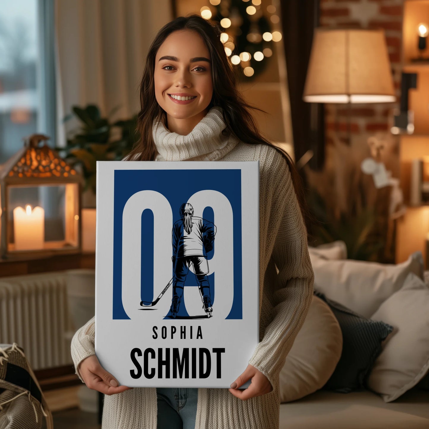 Sport Leinwand Eishockey Eishockeyspielerin Geschenk für Mädchen Turnier Urkunde 2