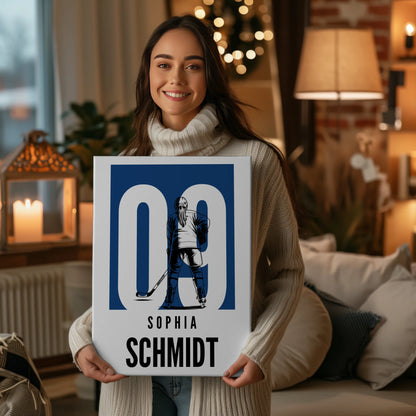 Sport Leinwand Eishockey Eishockeyspielerin Geschenk für Mädchen Turnier Urkunde 2
