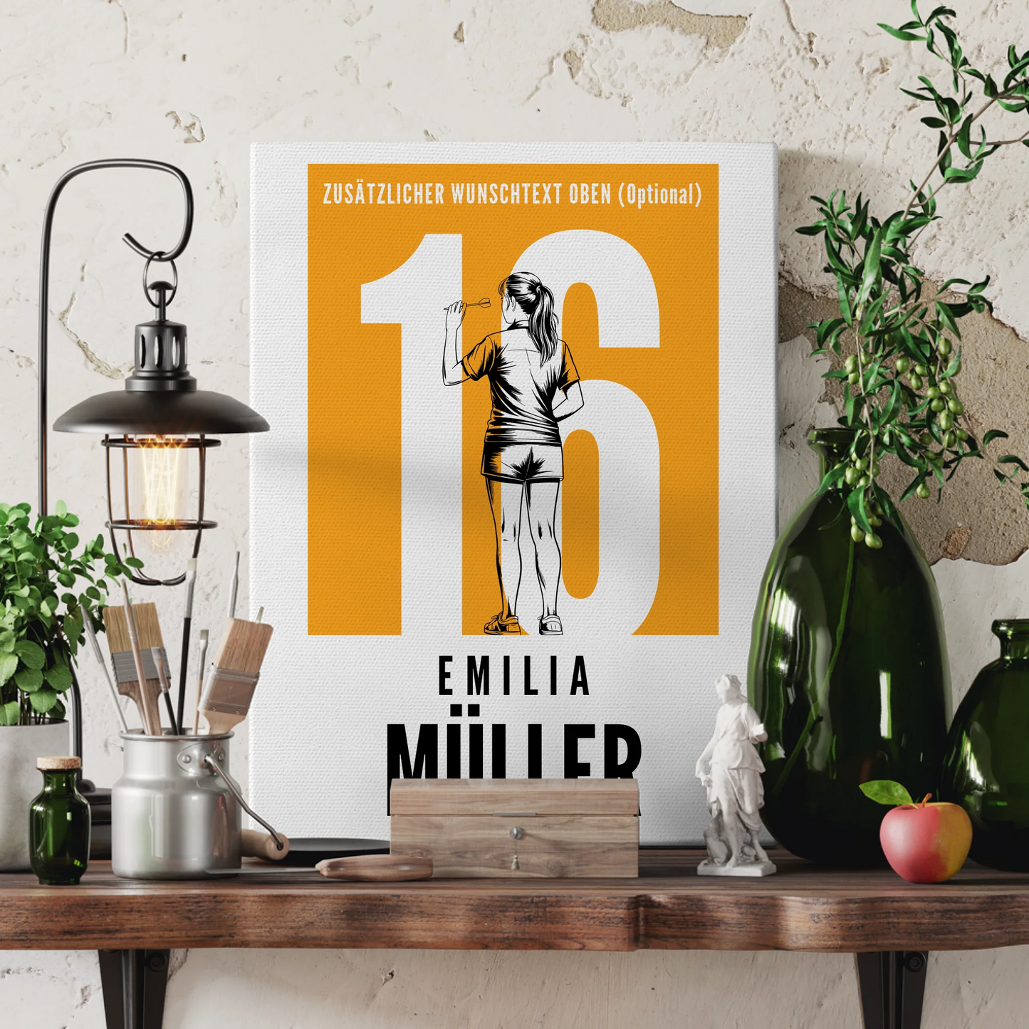 Leinwand Personalisiert Dart Dartspielerin Geschenk für Mädchen Turnier 3