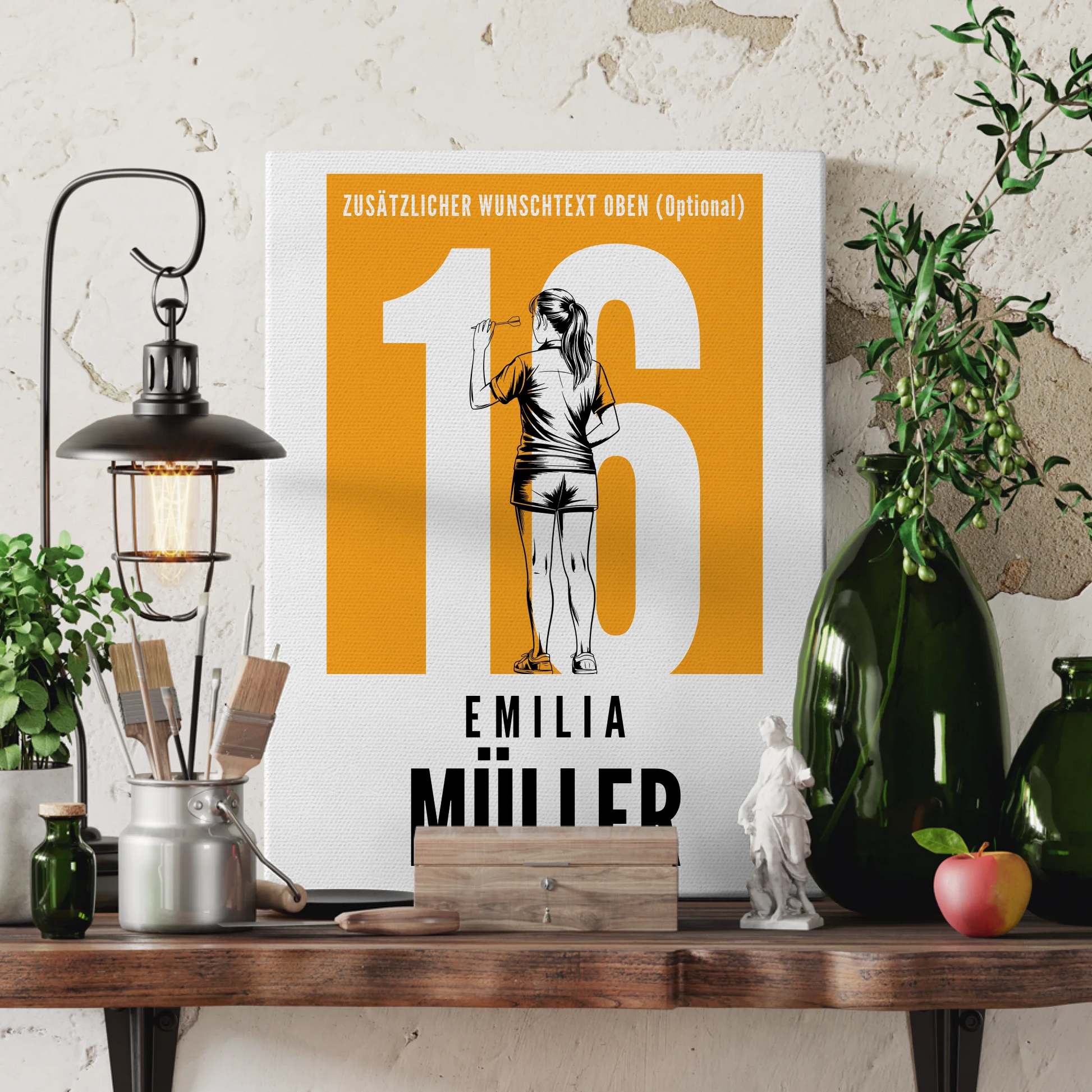 Leinwand Personalisiert Dart Dartspielerin Geschenk für Mädchen Turnier 3