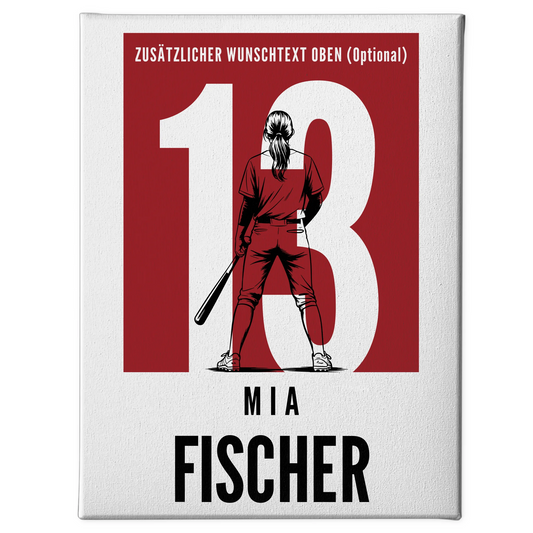 Leinwand Baseball Baseballspielerin Geschenk für Mädchen Turnier 1