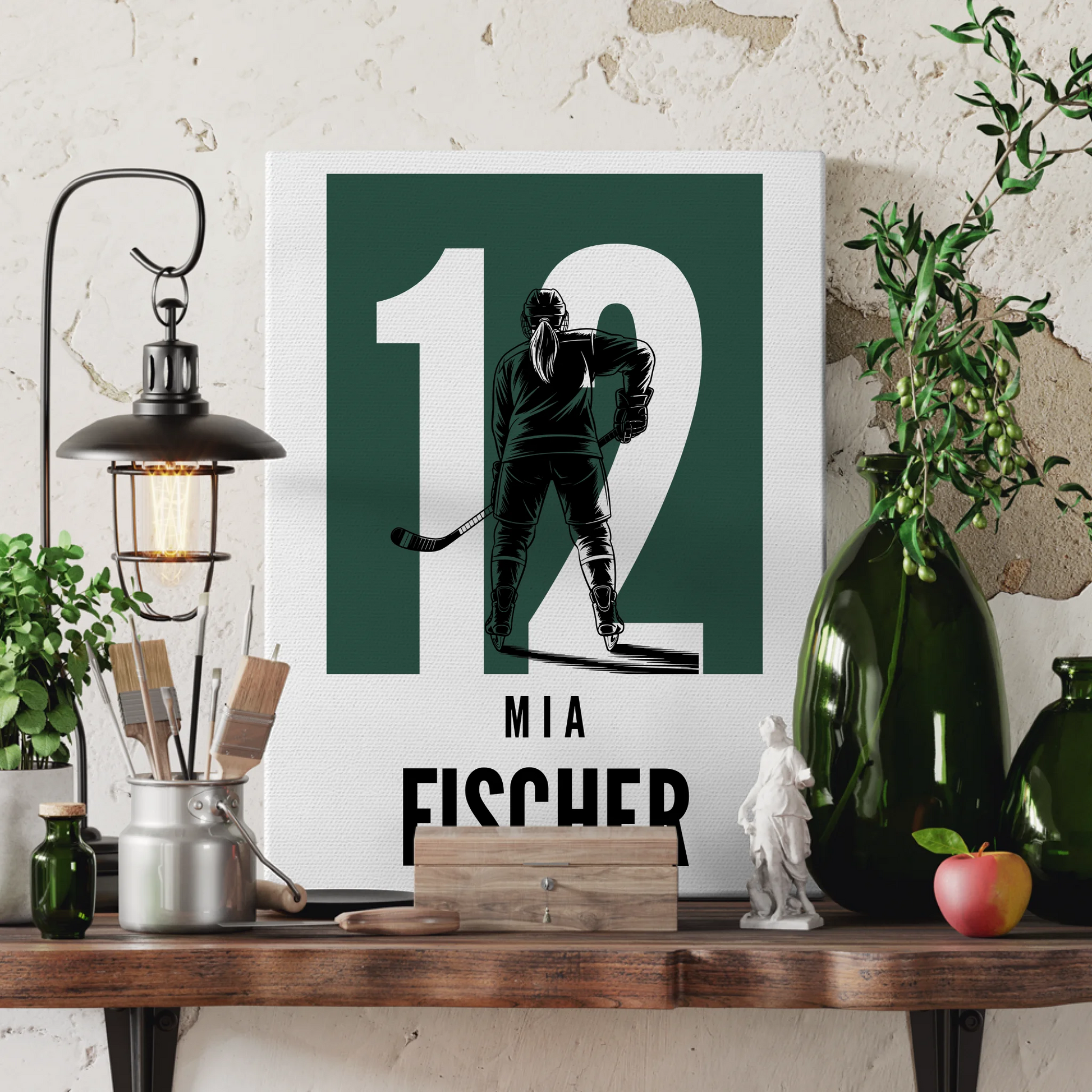 Personalisierte Leinwand Eishockey Eishockeyspielerin Geschenk für Tocher Freundin 3