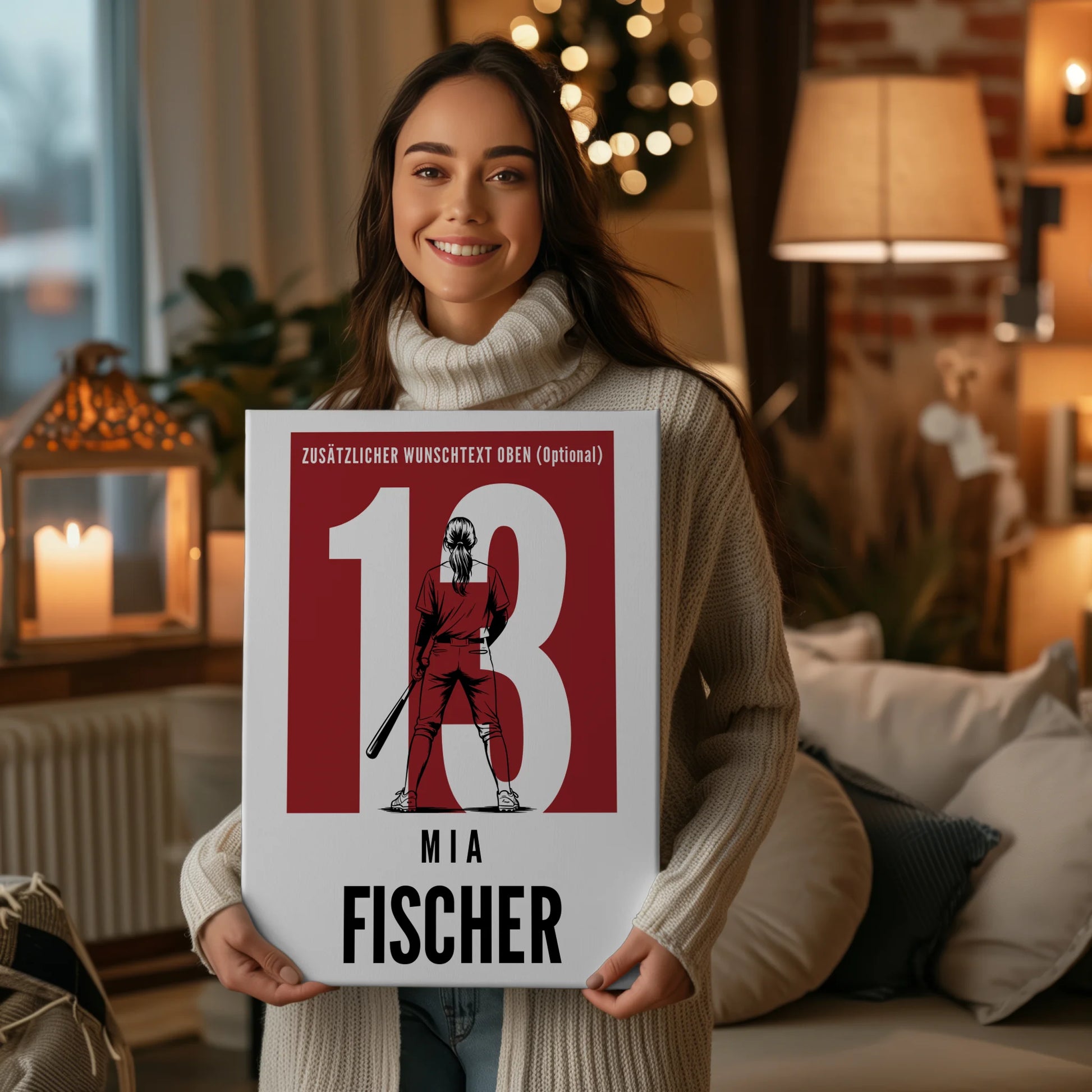 Leinwand Baseball Baseballspielerin Geschenk für Mädchen Turnier 2