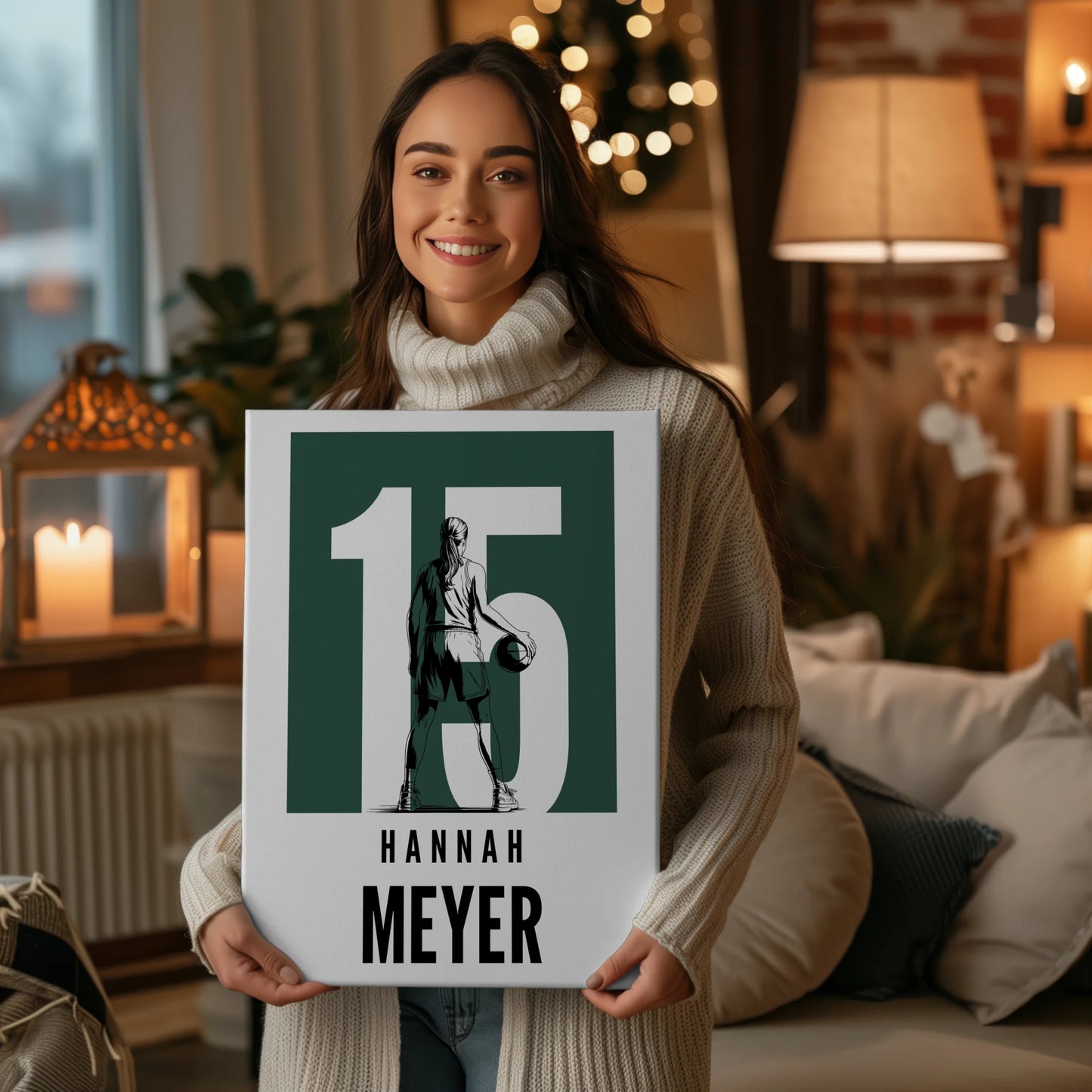 Personalisierte Leinwand Basketball Basketballerin Geschenk für Mädchen Turnier Urkunde 2