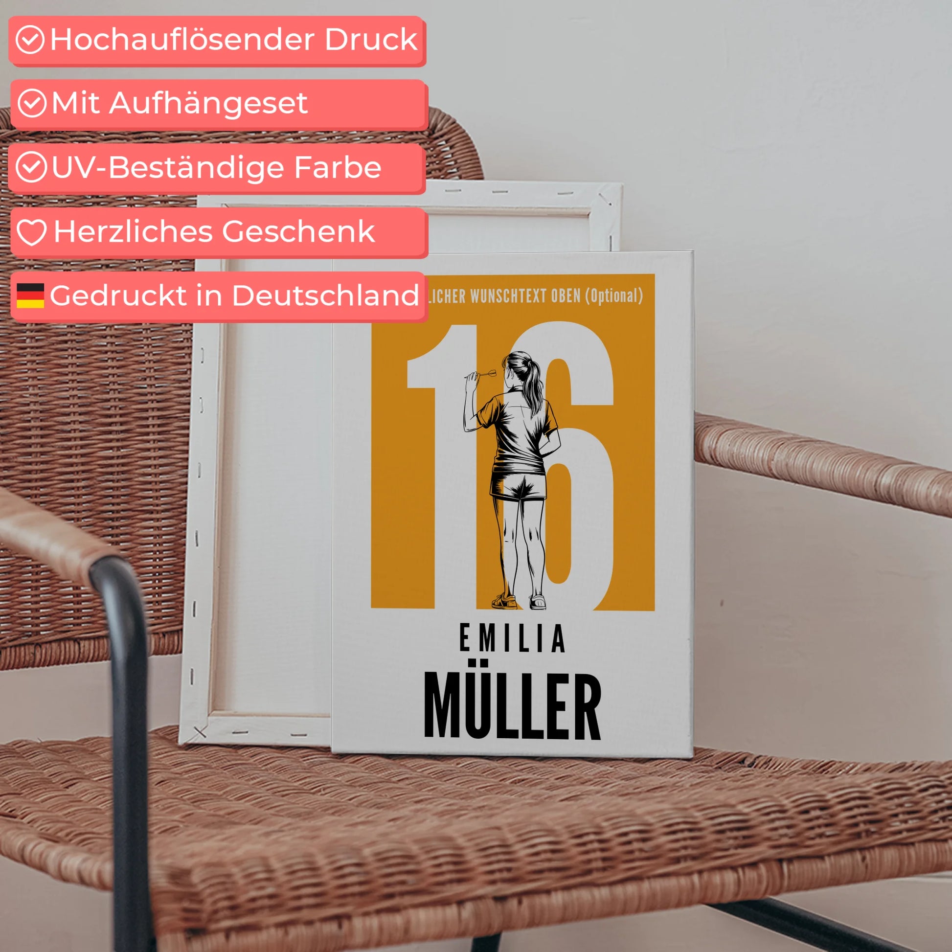Leinwand Personalisiert Dart Dartspielerin Geschenk für Mädchen Turnier 5