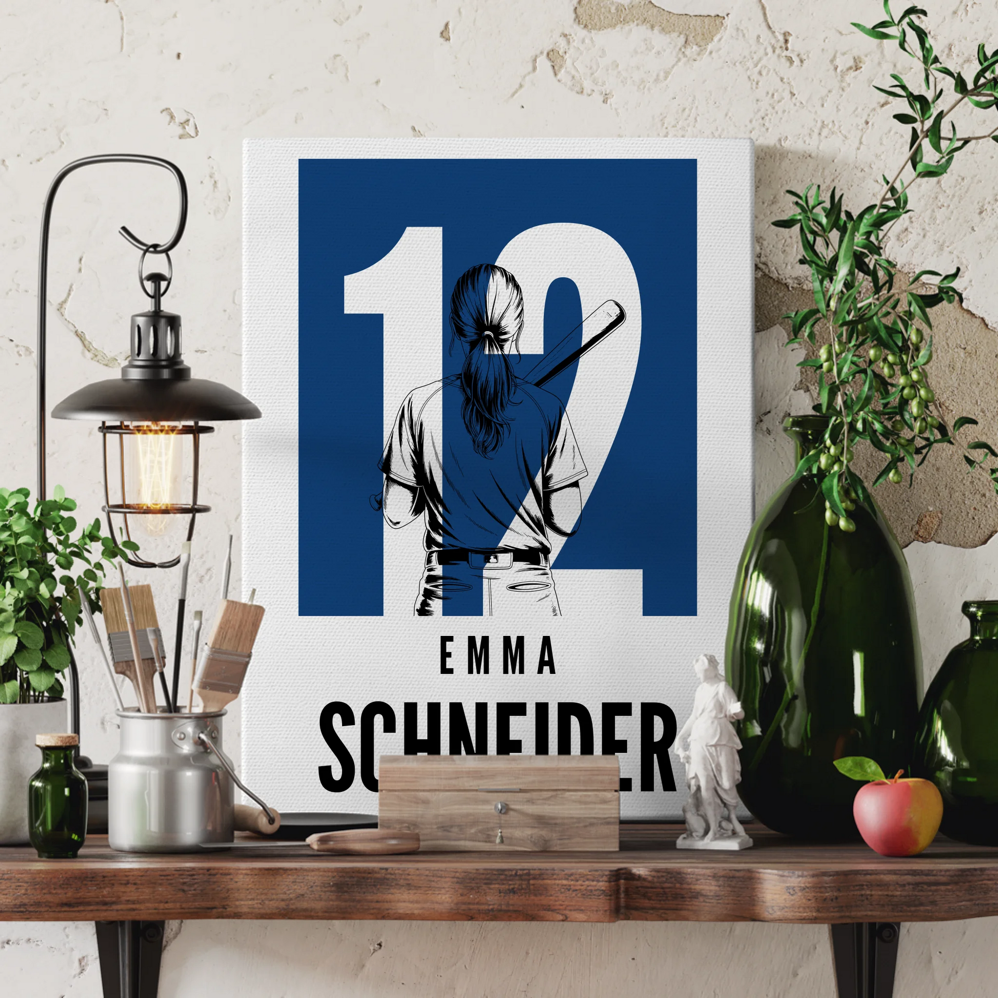 Sport Leinwand Baseball Baseballspielerin Geschenk für Tochter 3