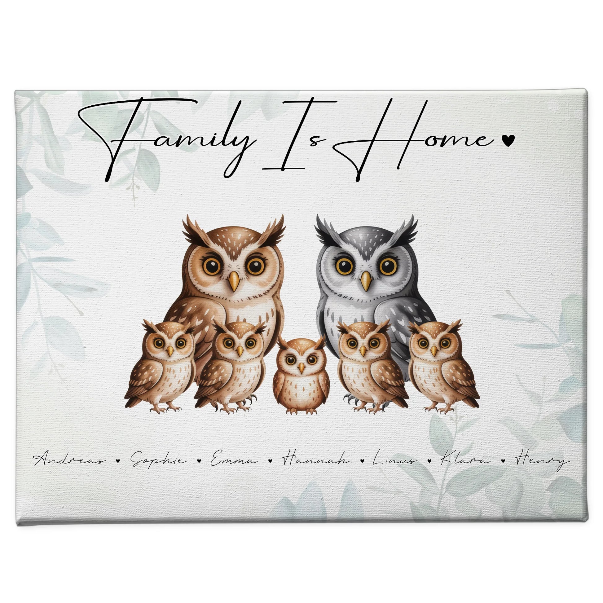 Personalisierte Leinwand Familie Eulen Familienporträt Geschenk für Papa Mama Oma Opa 1