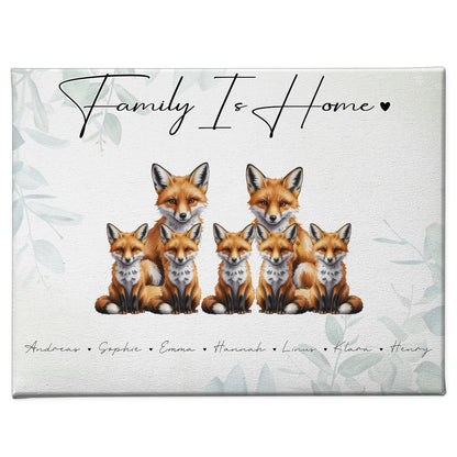 Leinwand Sprüche Familie Fuchs Familienporträt Geschenk für Oma Opa Mama Papa 1