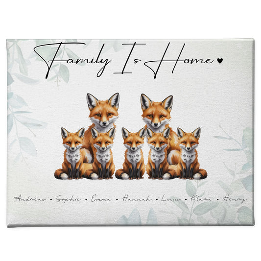 Leinwand Sprüche Familie Fuchs Familienporträt Geschenk für Oma Opa Mama Papa 1