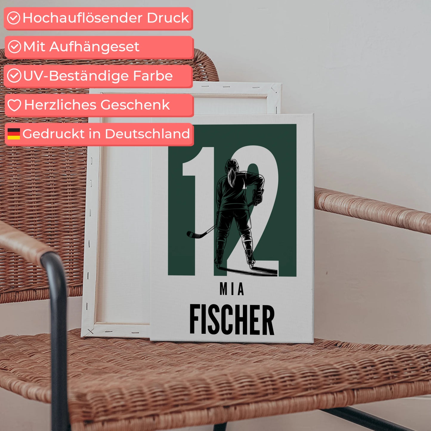 Personalisierte Leinwand Eishockey Eishockeyspielerin Geschenk für Tocher Freundin 5