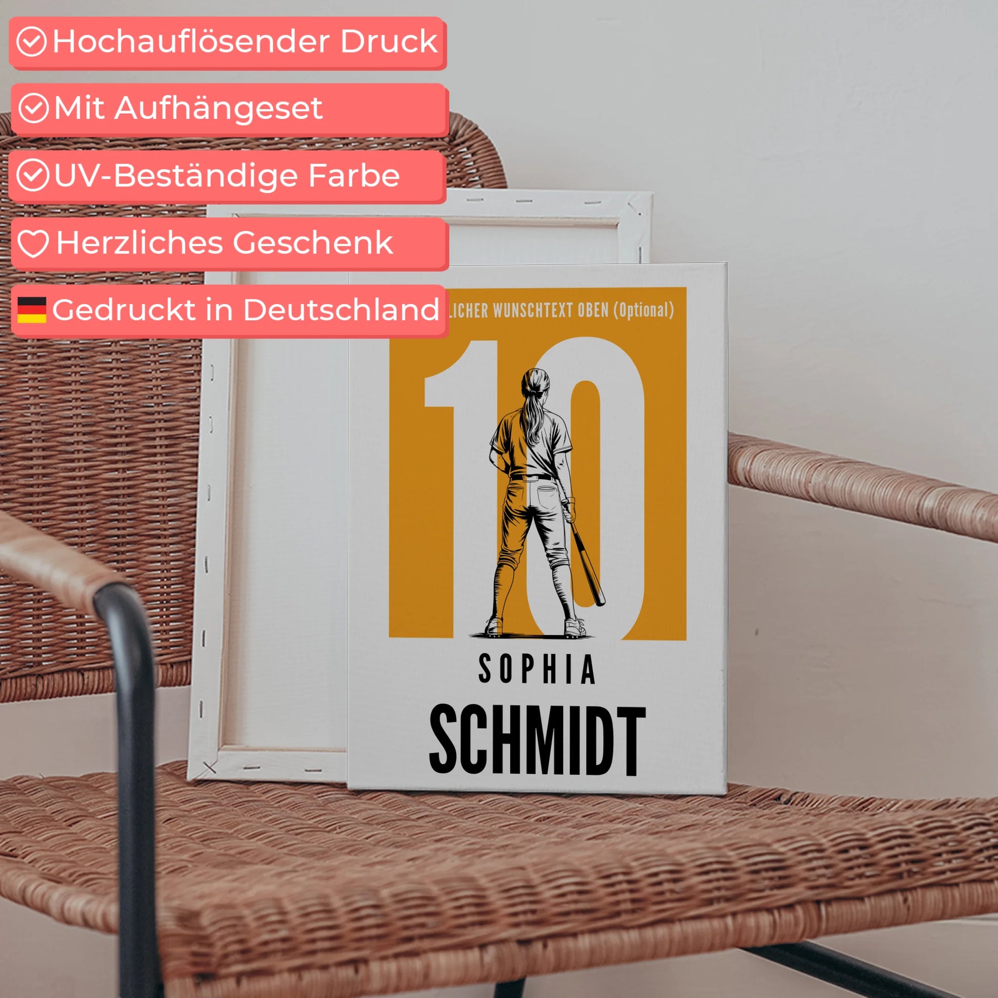 Leinwand Personalisiert Baseball Baseballspielerin Geschenk für Tocher Freundin 5