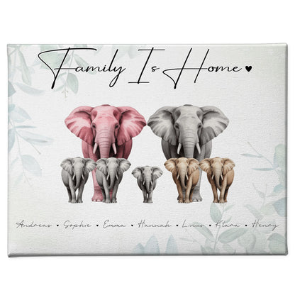 Leinwand Familie Spruch Elefanten Familienporträt Geschenk für Mama Papa Oma Opa 1