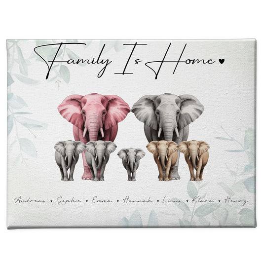 Leinwand Familie Spruch Elefanten Familienporträt Geschenk für Mama Papa Oma Opa 1