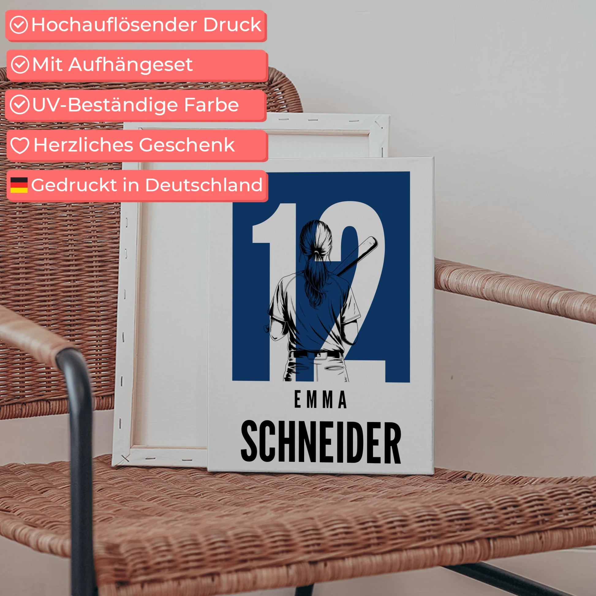 Sport Leinwand Baseball Baseballspielerin Geschenk für Tochter 5