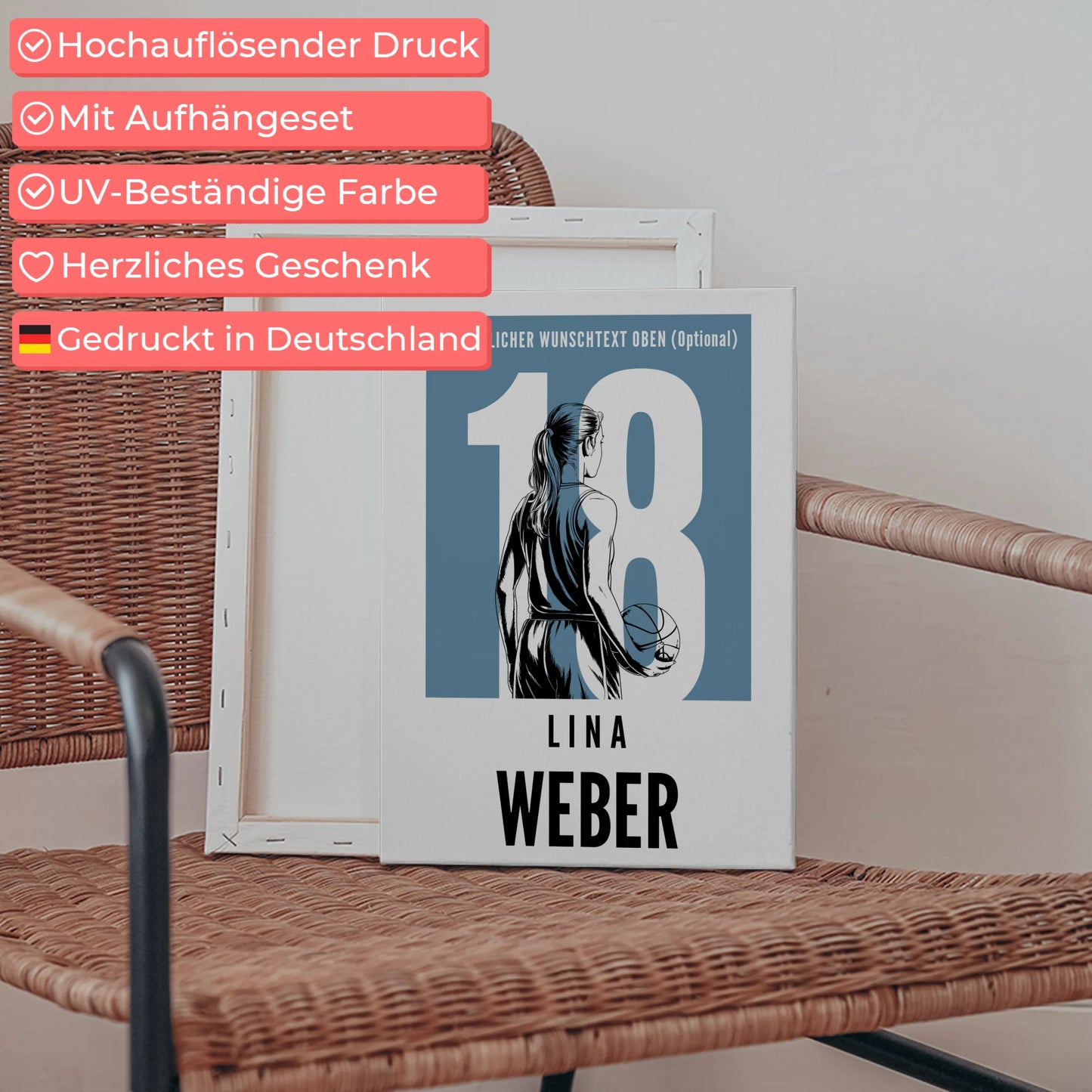 Leinwand Personalisiert Basketball Basketballerin Geschenk für Tocher Mama Tante Freundin 5