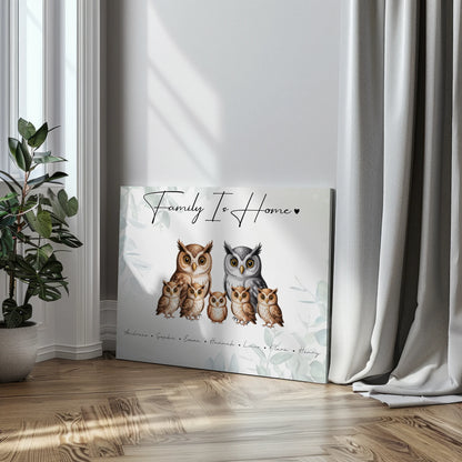 Personalisierte Leinwand Familie Eulen Familienporträt Geschenk für Papa Mama Oma Opa 3