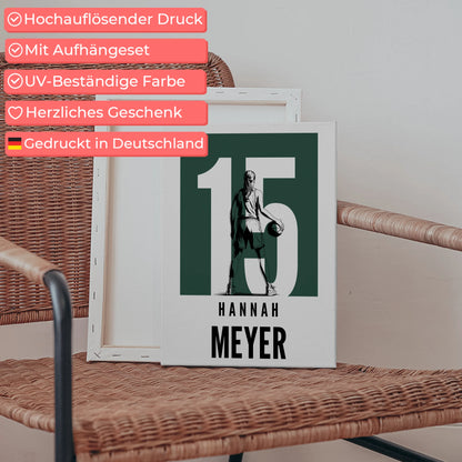 Personalisierte Leinwand Basketball Basketballerin Geschenk für Mädchen Turnier Urkunde 5