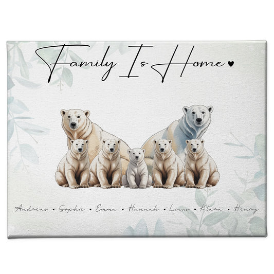 Familie Personalisierte Leinwand Eisbär Familienporträt Geschenk für Oma Opa Mama Papa 1