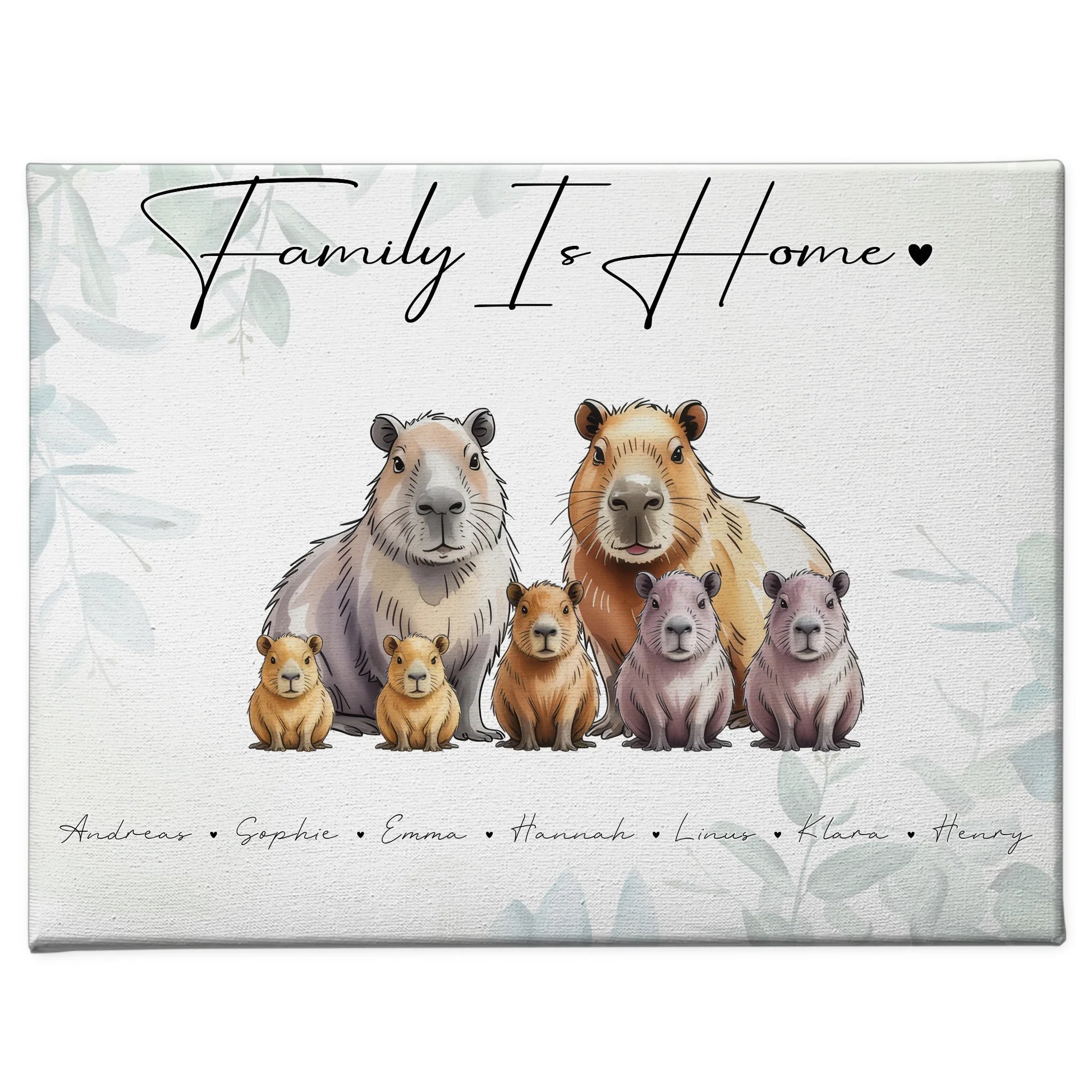 Familien Leinwand Personalisiert Capybara Familienporträt Geschenk für Mama Papa Oma Opa 1