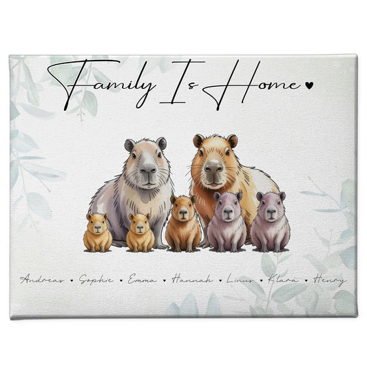 Familien Leinwand Personalisiert Capybara Familienporträt Geschenk für Mama Papa Oma Opa 1