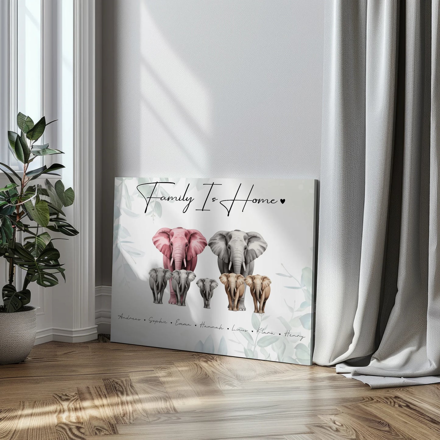 Leinwand Familie Spruch Elefanten Familienporträt Geschenk für Mama Papa Oma Opa 3